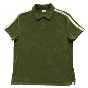 Fair Harbor Polo Shirt Mens Size L Short Sleeve Ravello Terry Cloth Green